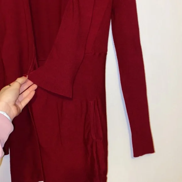 WHBM Burgundy Open Front Cardigan, Size XS - Picture 5 of 8